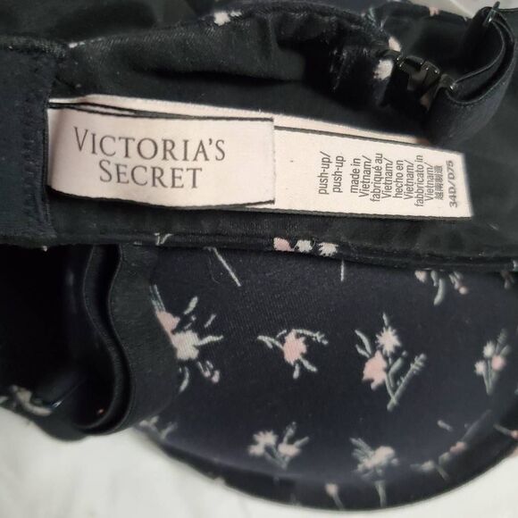 Victoria’s Secret Push-Up Bra 34D Black Floral - Picture 4 of 6